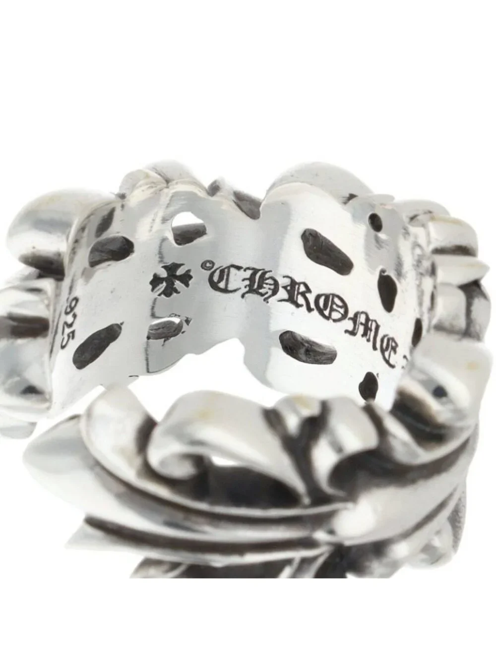 Chrome Hearts Dbl Flrl Crs Double Floral Cross Silver Ring